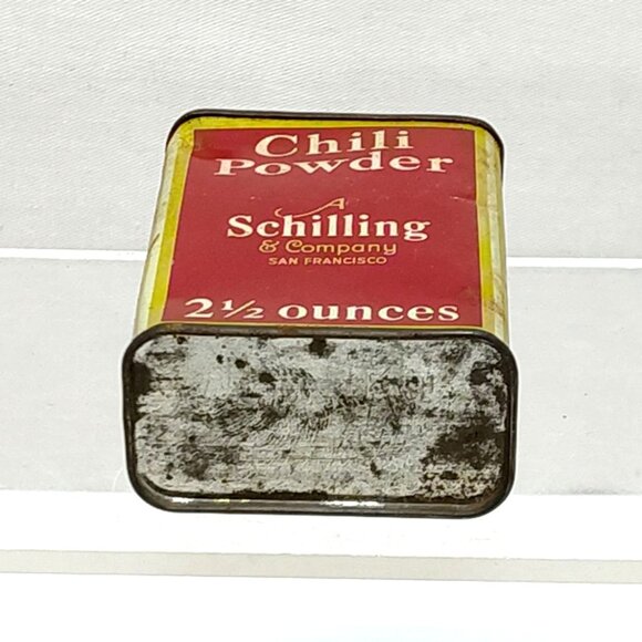 Schilling & Co Chili Powder Spice Tin 2 Oz 1930s Retro Kitchen Décor Collectible - Picture 5 of 6